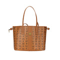 MCM Liz Medium Reversible Tote Bag – Classic Visetos Monogram Canvas, Large Capacity, Removable Pouch, Women's Shoulder Bag, Cognac Brown