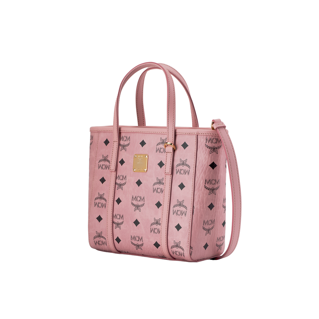 MCM Toni Mini Tote Bag with Logo Print & Zip Closure Crossbody Shoulder Bag – Blossom Pink