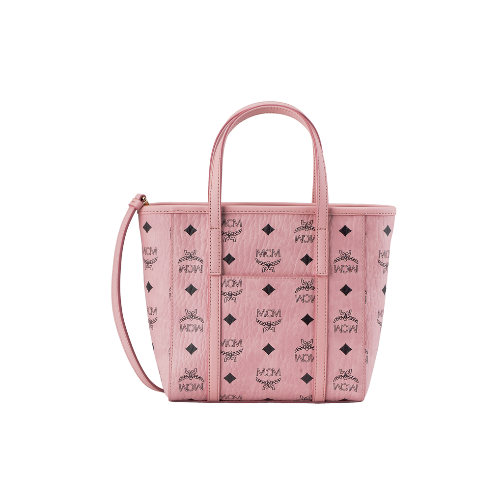 MCM Toni Mini Tote Bag with Logo Print & Zip Closure Crossbody Shoulder Bag – Blossom Pink