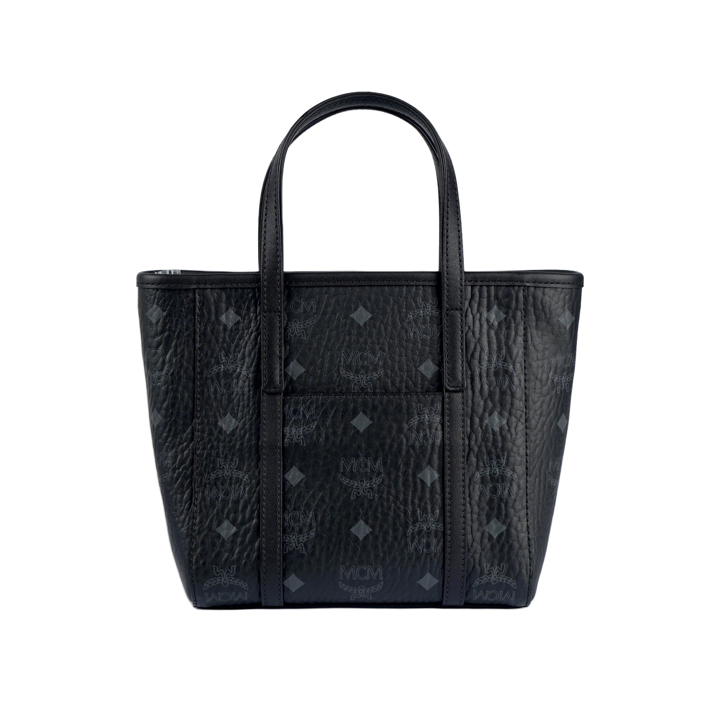 MCM Toni Mini Visetos Monogram Coated Canvas & Nappa Leather Tote Crossbody Bag – Black