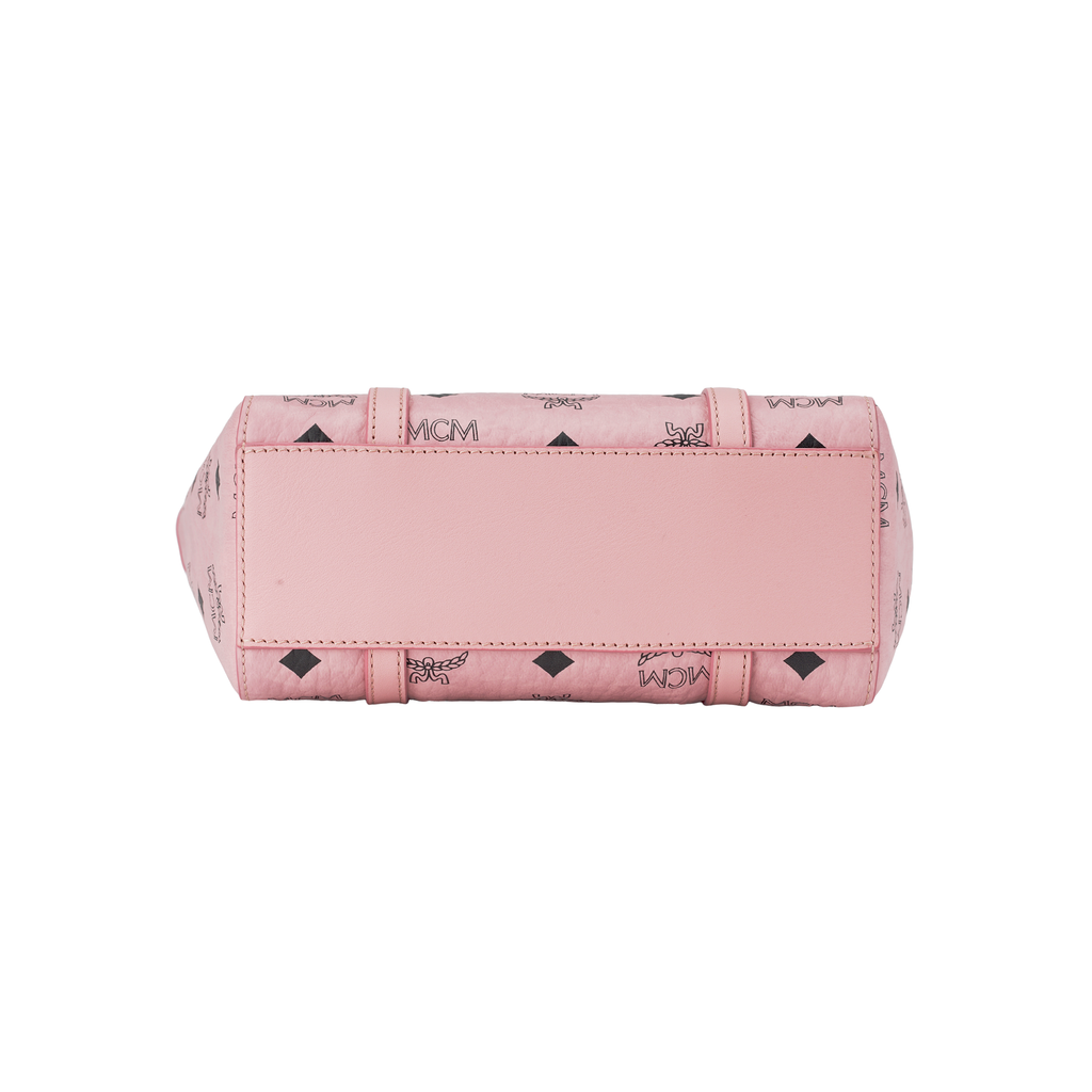 MCM Toni Mini Tote Bag with Logo Print & Zip Closure Crossbody Shoulder Bag – Blossom Pink