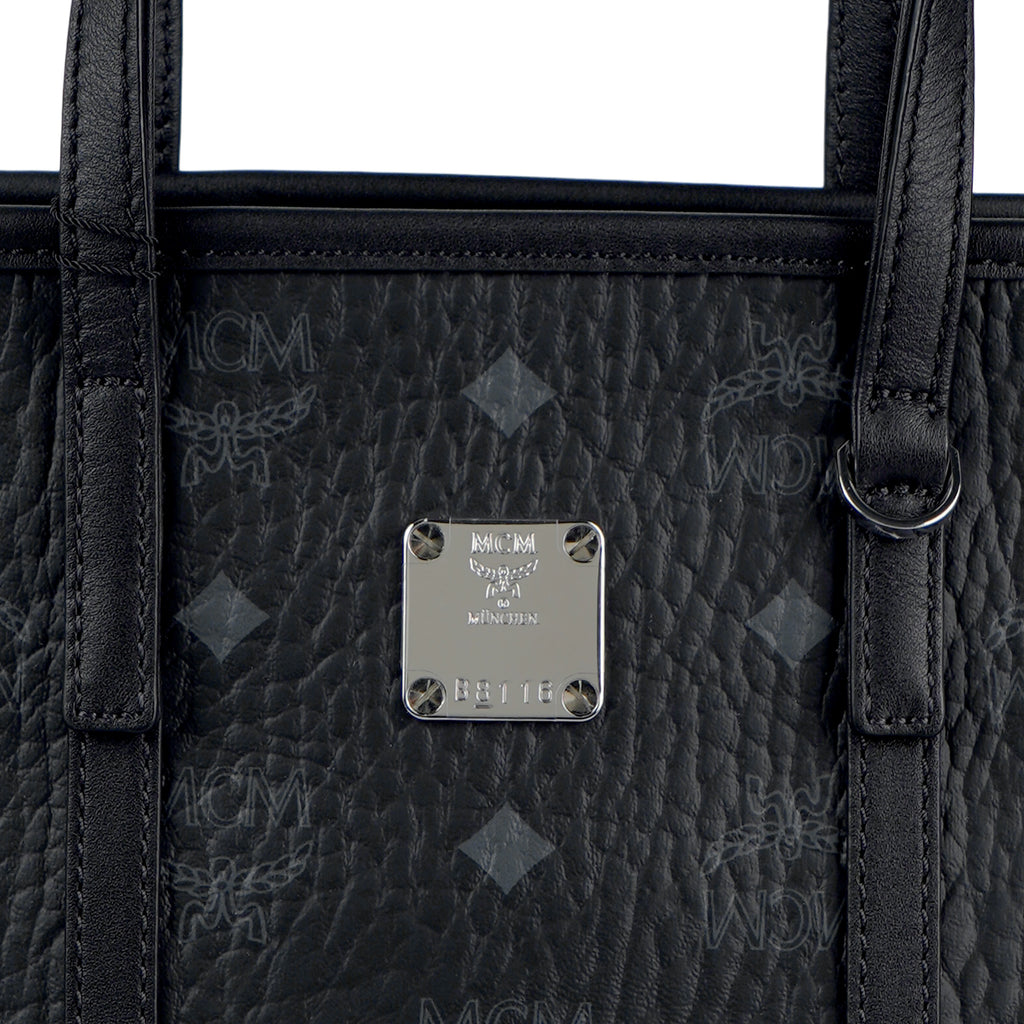 MCM Toni Mini Visetos Monogram Coated Canvas & Nappa Leather Tote Crossbody Bag – Black