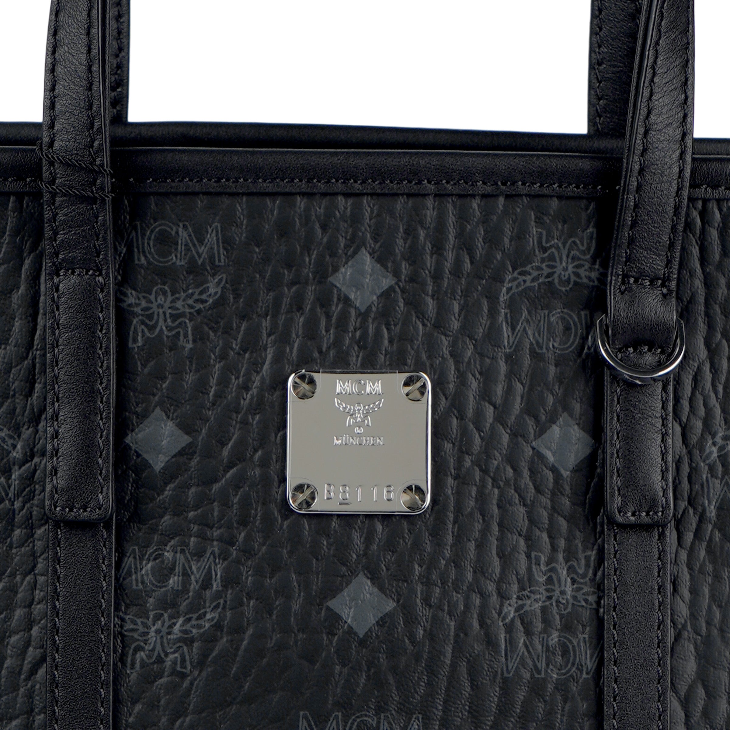 MCM Toni Mini Visetos Monogram Coated Canvas & Nappa Leather Tote Crossbody Bag – Black