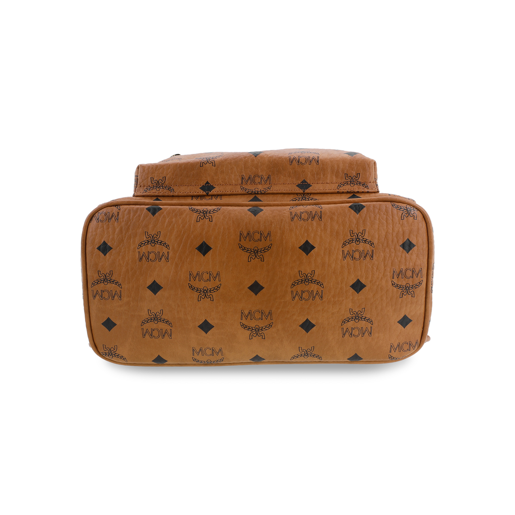 MCM Stark Small Visetos Monogram Studded Backpack – Unisex, Cognac Brown