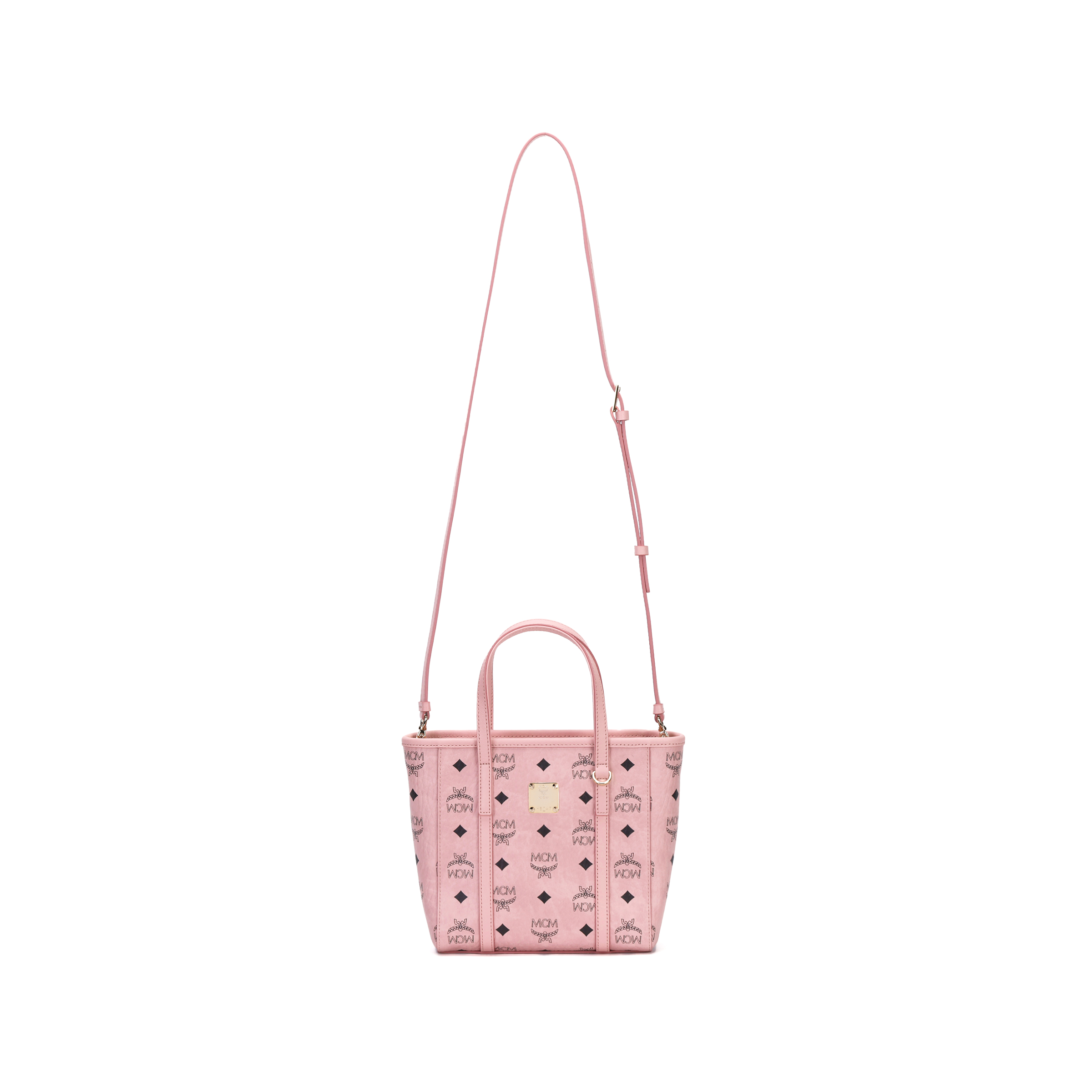 MCM Toni Mini Tote Bag with Logo Print & Zip Closure Crossbody Shoulder Bag – Blossom Pink