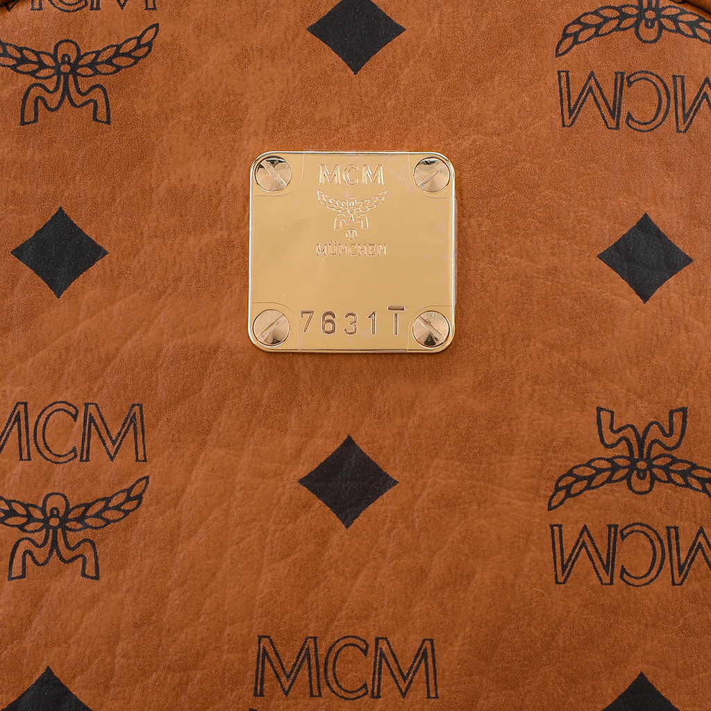 MCM Stark Small Visetos Monogram Studded Backpack – Unisex, Cognac Brown