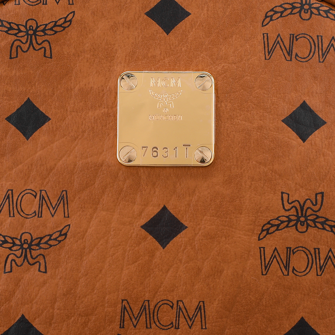 MCM Stark Small Visetos Monogram Studded Backpack – Unisex, Cognac Brown