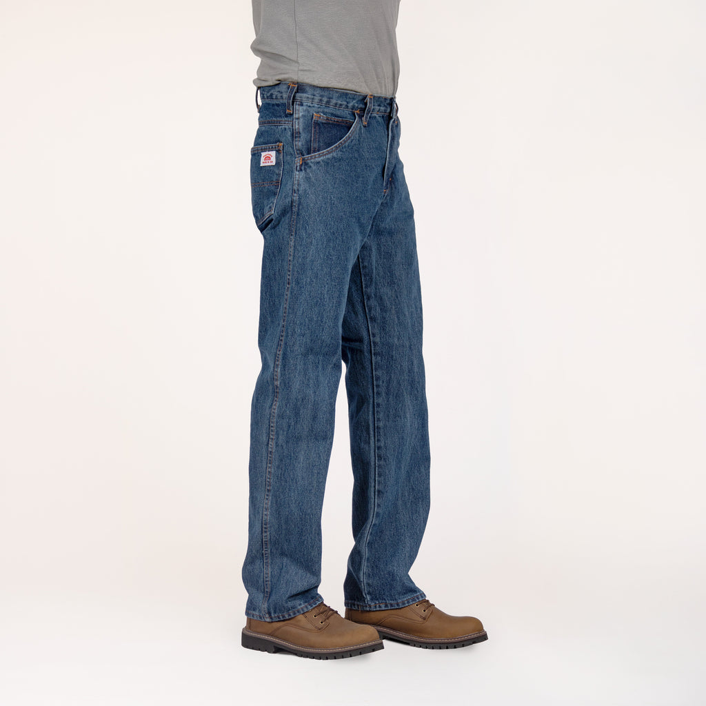 #103 Round House Made in USA 14 oz. Dark Stone Washed 5 Pocket Jean Relaxed Fit Everyday All Purpose ¨C Round House American Made Jeans Made in USA Overalls, Workwear